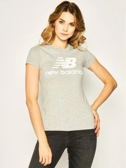 New Balance Γυναίκες T-shirts T-Shirt Essentials Stacked Logo Tee WT91546 Γκρι Athletic Fit